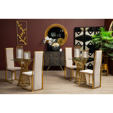 Grenoble Brushed Gold Round Wall Mirror