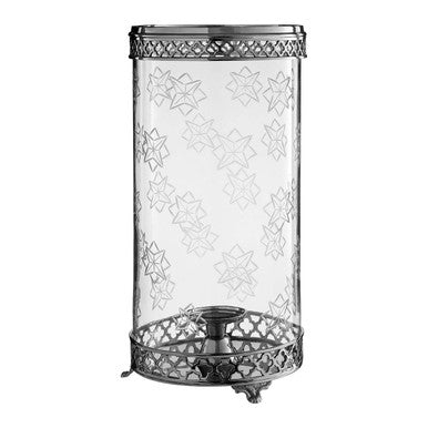 Fizzah Hurricane Candle Holder with Nickel Finish
