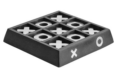 Black mango wood tic-tac-toe game board with white x’s and o’s from churchill games mango wood noughts and crosses
