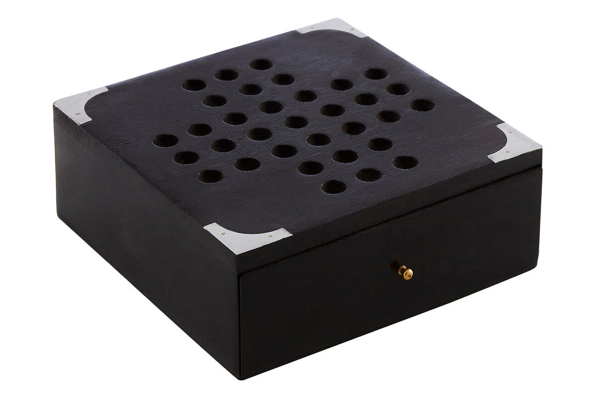 Churchill Games Black Sheesham Wood Solitaire Games Box