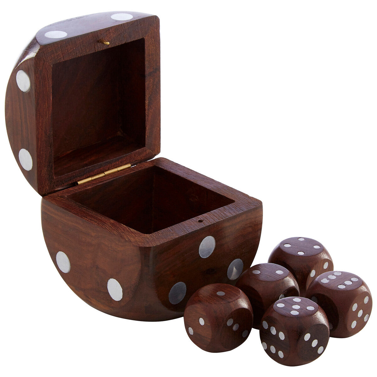 Churchill Games Sheesham Wood Dice Box with 5 Dice