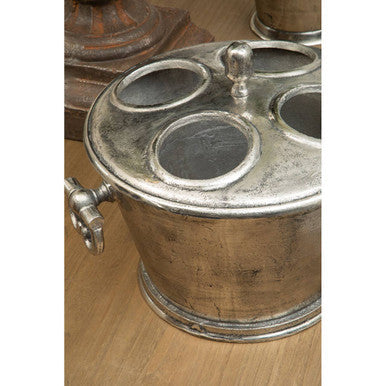 Rustic Antique Silver 4 Bottle Wine Cooler