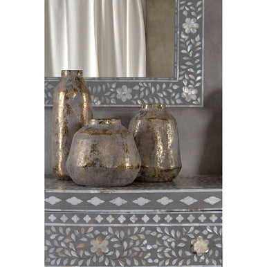 Orvena Medium Grey and Gold Ceramic Vase