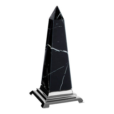 Renata Small Black Marble Design Obelisk Sculpture