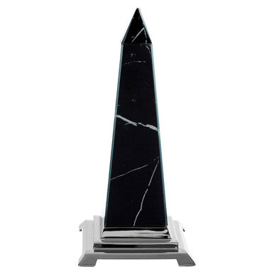 Renata Small Black Marble Design Obelisk Sculpture
