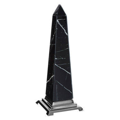 Renata Large Black Marble Design Obelisk Sculpture