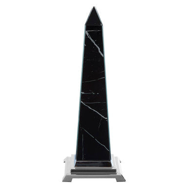Renata Large Black Marble Design Obelisk Sculpture