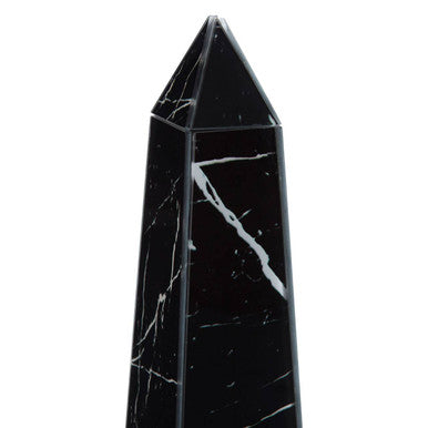 Renata Large Black Marble Design Obelisk Sculpture