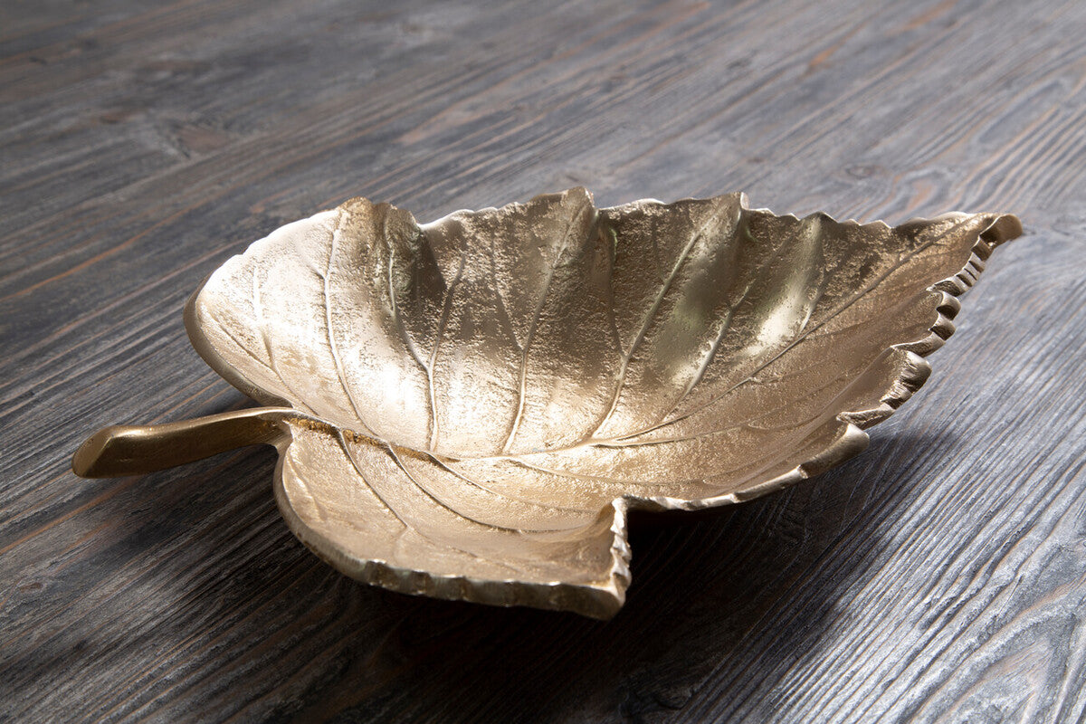Prato Gold Finish Leaf Dish