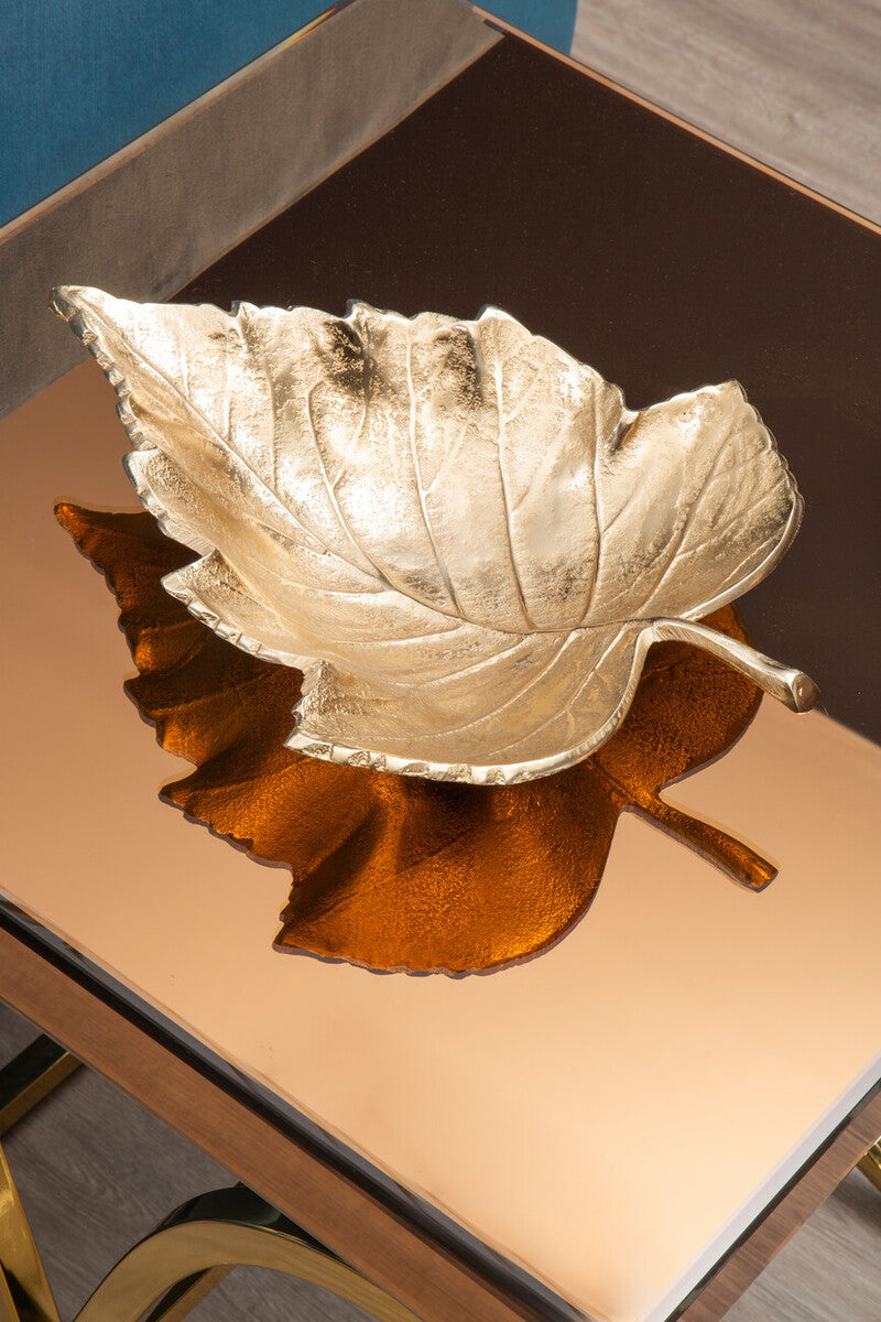 Prato Gold Finish Leaf Dish