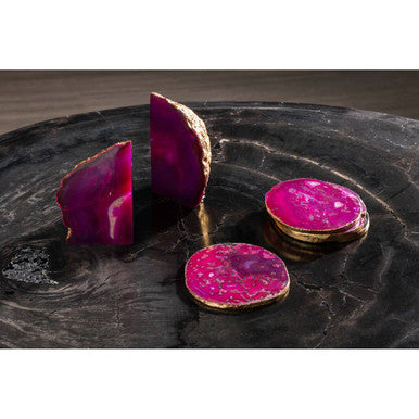 Bowerbird Agata Set of 4 Agate Pink and Gold Coasters