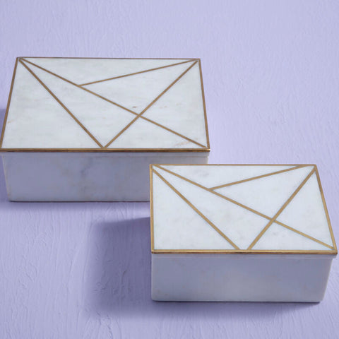 Sena Large White Marble Trinket Box
