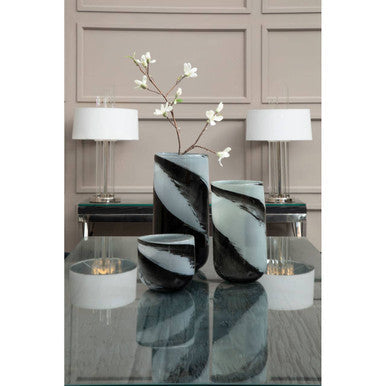 Carra Grey and Black Glass Planter