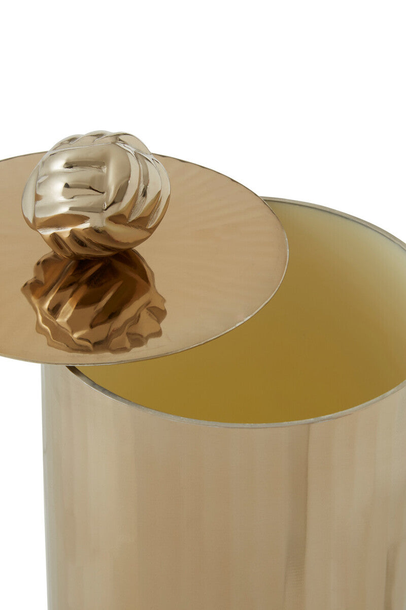 Amreli Small Vertical Textured Gold Metal Trinket Box