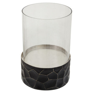 Akola Black and Gold Small Hurricane Candle Holder