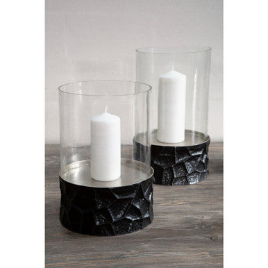 Akola Black and Gold Small Hurricane Candle Holder
