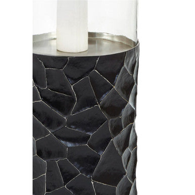 Akola Black and Gold Large Floor Standing Hurricane Candle Holder