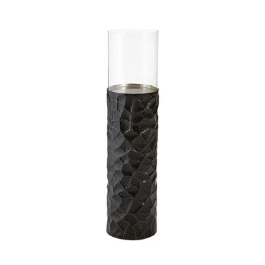 Akola Black and Gold Small Floor Standing Hurricane Candle Holder
