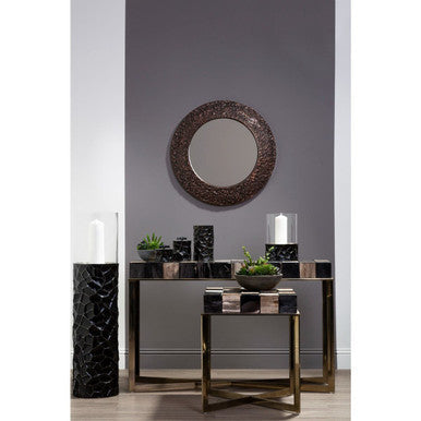 Akola Black and Gold Small Floor Standing Hurricane Candle Holder