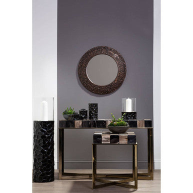 Akola Black and Gold Small Floor Standing Hurricane Candle Holder