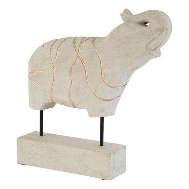 Vena Whitewash Mango Wood Elephant Sculpture