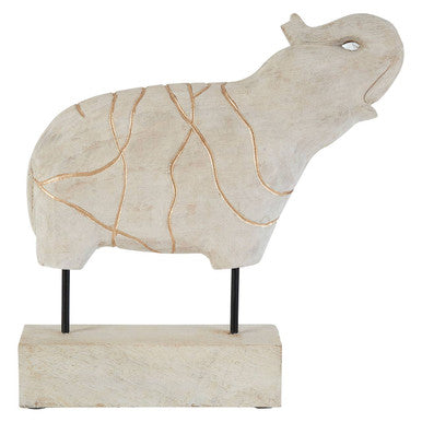 Vena Whitewash Mango Wood Elephant Sculpture