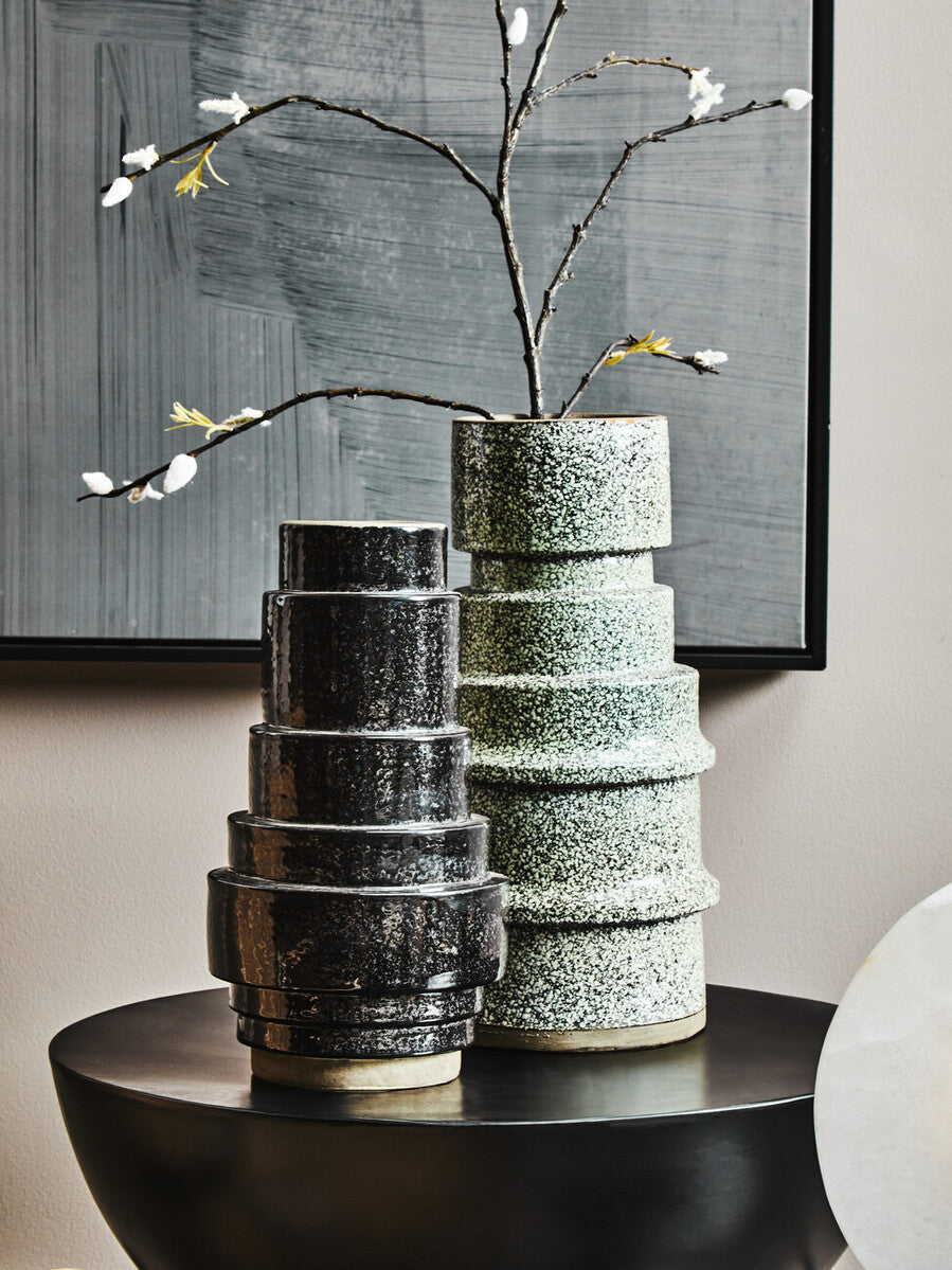 Kaga Black Earthenware Vase