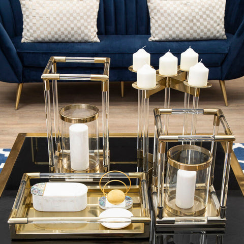 Lucita Gold Finish Candelabra