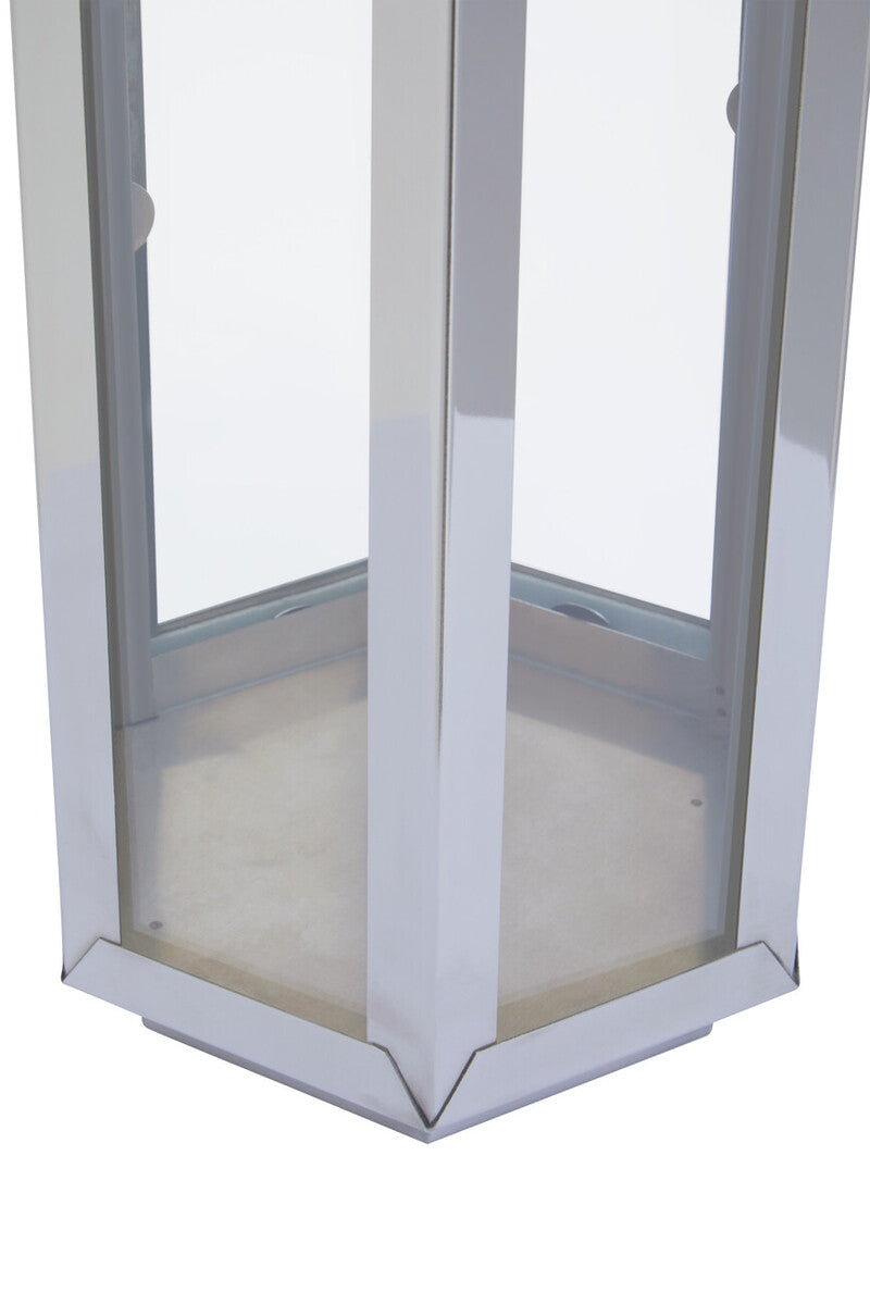 Herber Large Silver Hexagonal Lantern with Hair on Leather Handle