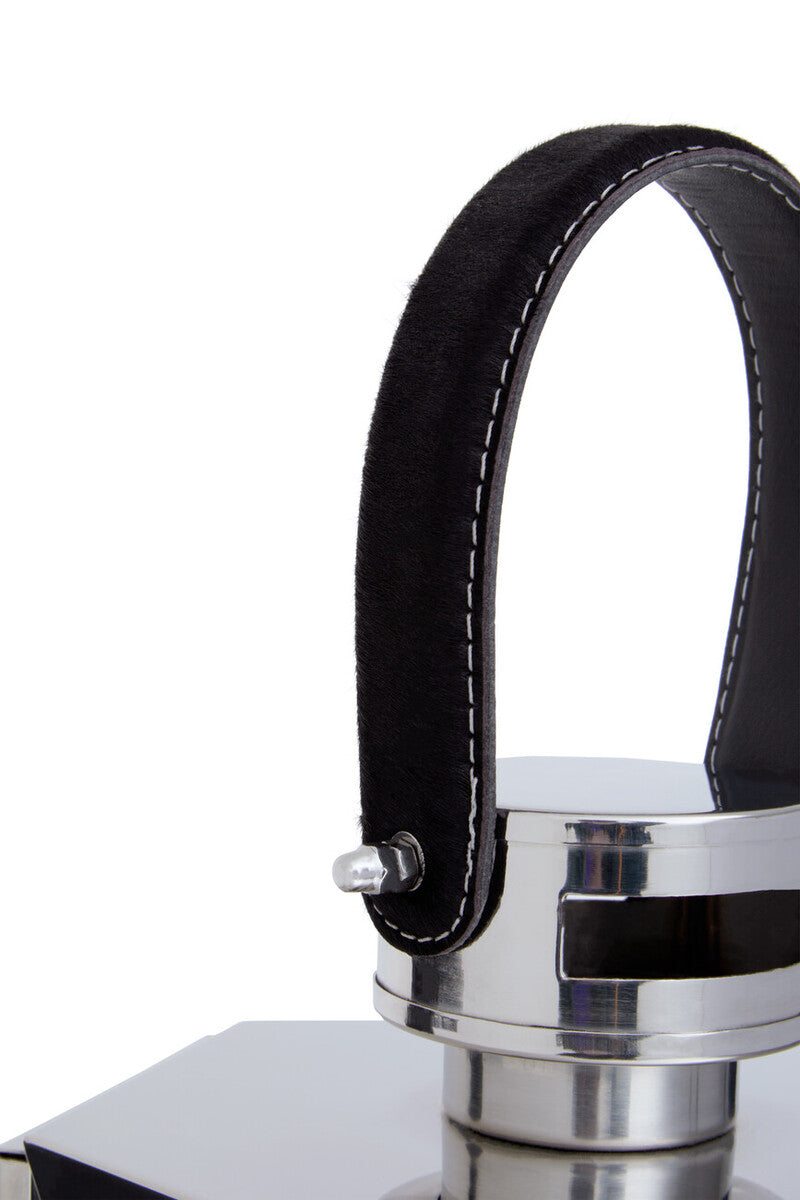 Herber Large Silver Hexagonal Lantern with Hair on Leather Handle