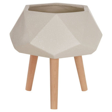 Darnell White Geometric Planter with Legs