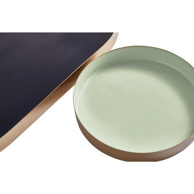 Elva Set Of Two Navy And Gold Trays