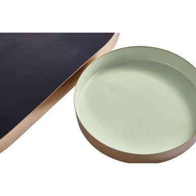 Elva Set Of Two Navy And Gold Trays
