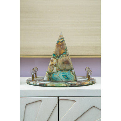 Bowerbird Green And Gold Agate Tray