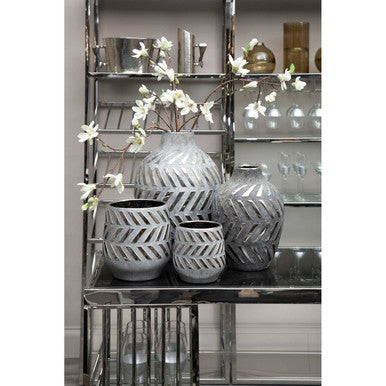 Helaine Grey and Silver Large  Vase