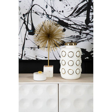 Curva Large White and Gold Ceramic Vase