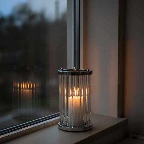 Franklin Large Silver and Glass Candle Holder