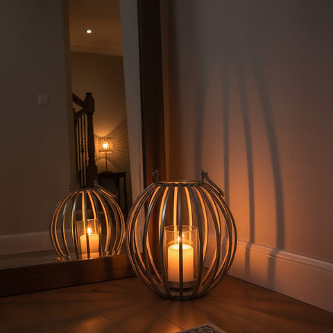 Aura Large Silver Finish Lantern