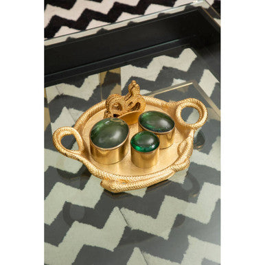 Serpent Gold Set of 4 Coasters with Holder