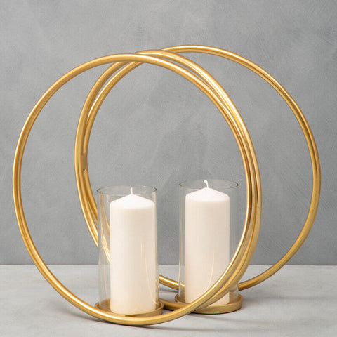 Aura Large Gold Finish Double Candle Holder