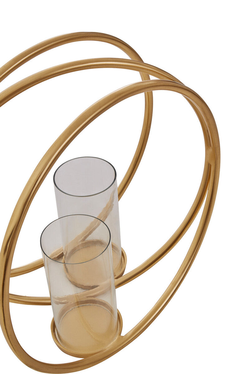 Aura Large Gold Finish Double Candle Holder