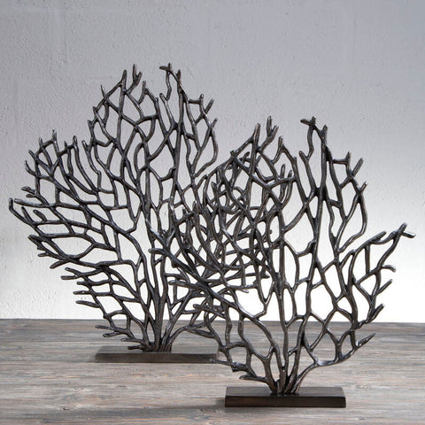 Prato Large Black Nickel Finish Coral Sculpture