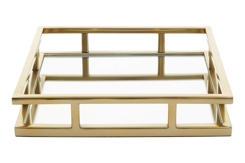 Cruzar Square Gold Finish Tray