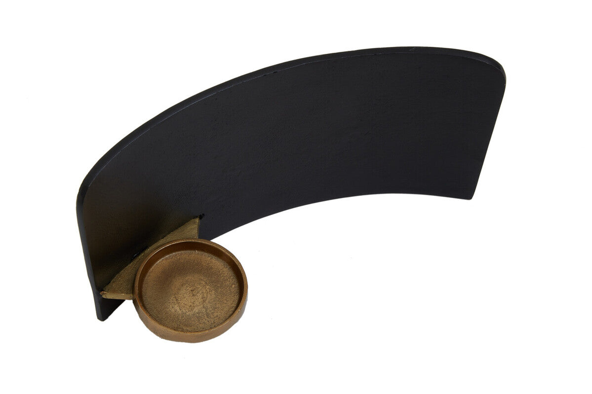 Daito Black and Gold Finish Aluminium Candle Holder