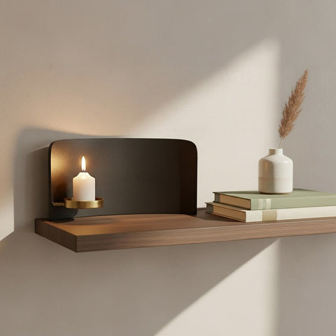 Daito Black and Gold Finish Aluminium Candle Holder