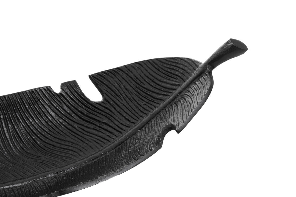 Prato Black Finish Curved Leaf Dish