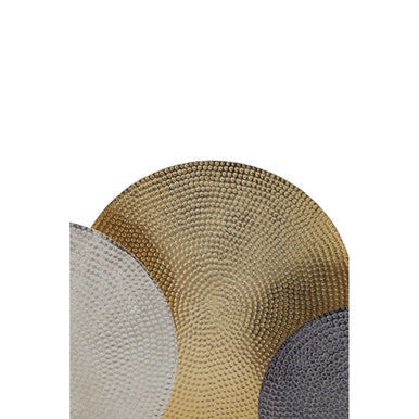 Elias Set Of 3 Hammered Metal Disc Sculptures with Marble Base