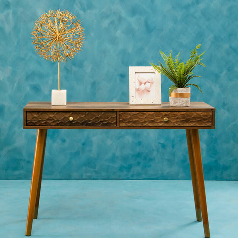 Evra Gold Dandelion Sculpture On White Marble Base