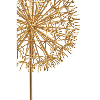 Evra Gold Dandelion Sculpture On White Marble Base