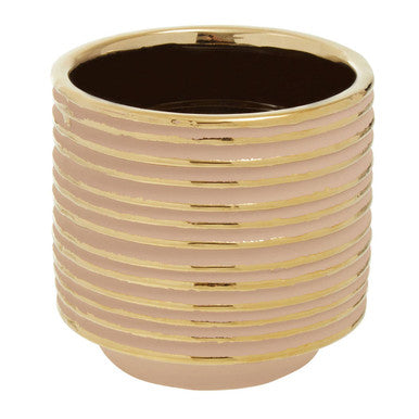 Haldis Blush Pink and Gold Small Ceramic Planter